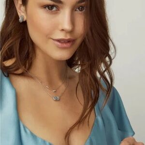 Kendra Scott Elisa Satellite Silver Pendant Necklace In Platinum Drusy NWOT